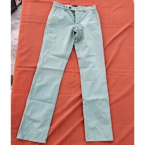 UNIS Men's Green Gio Slim-Fit Mid-Rise Pants 30x33 Classic Button Fly Slacks